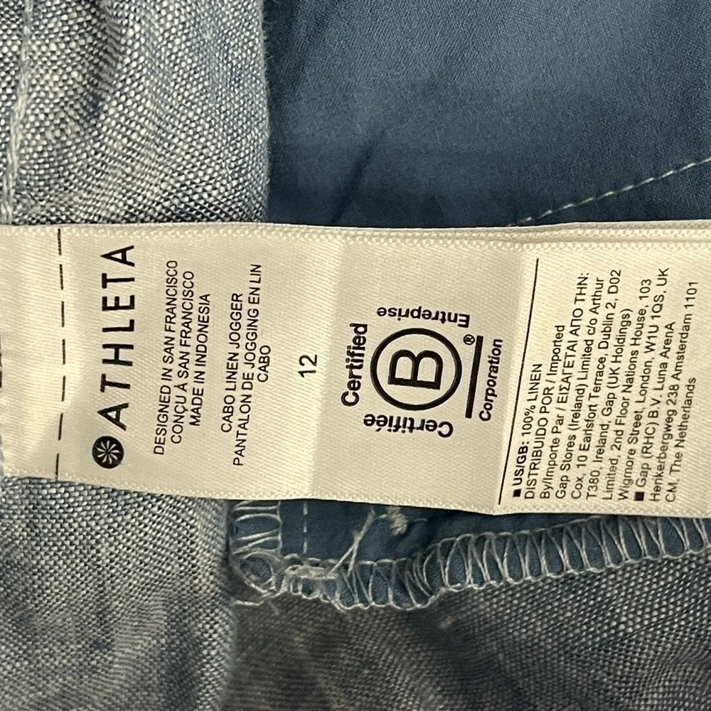 NWOT Athleta Light Blue Linen-Blend Drawstring Pants Sz 12 - Picture 12 of 12